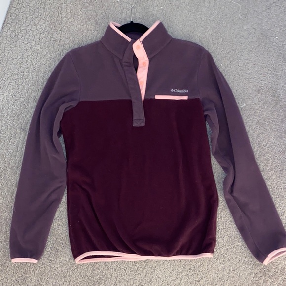 Columbia Jackets & Blazers - Columbia Fleece Pullover Quarter snap button sweatshirt two tone purple size S
